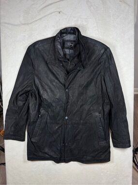 Remy Leather Made in USA 100% Genuine Leather Black Men's Military Field Jacket